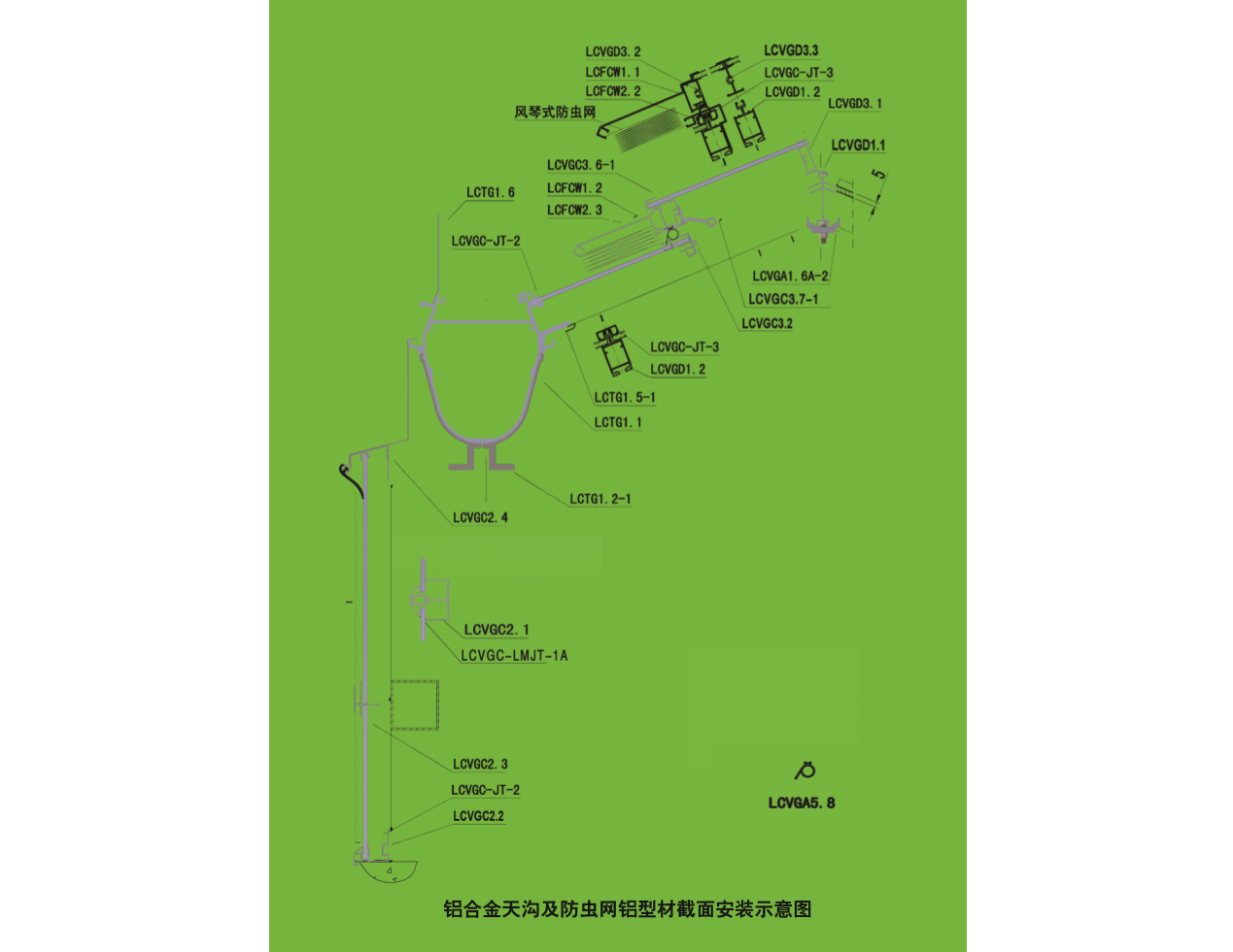 铝合金天沟与防虫网密封型材（LGTG/FCW）（北京华农） 照片